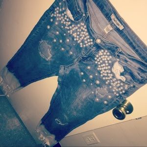 Revamped; Pearl threaded Jeans